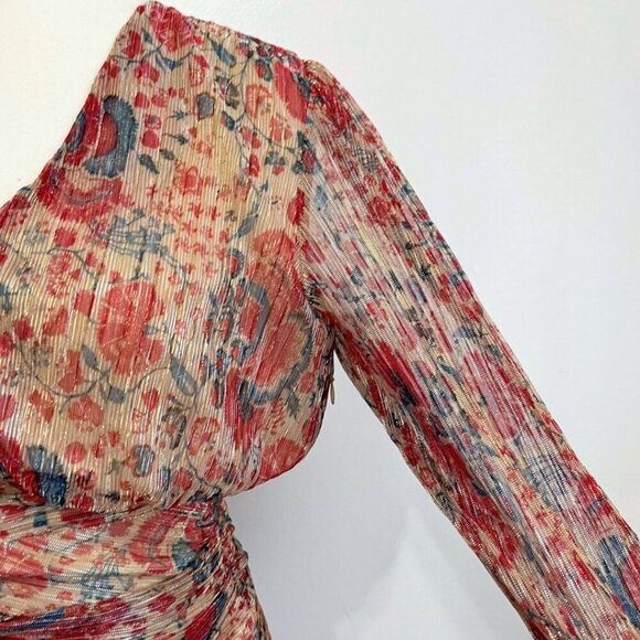 BASH AMELIA FLORAL METALLIC RUCHED PARTY DRESS - XS (0) - Picture 8 of 15